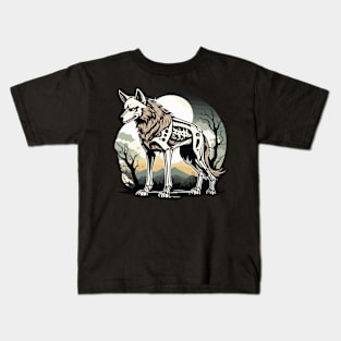 Wolf Skeleton Illustration Kids T-Shirt